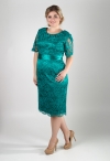 770682-1 зеленое кружевное платье с рукавом