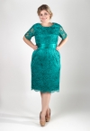 770682-2 зеленое кружевное платье с рукавом