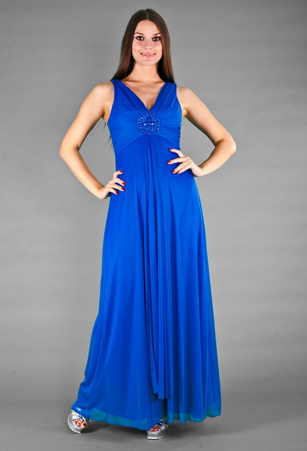 Антея стильное длинное вечернее платье синее фото